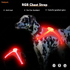 RGB Light Up Dog Harness for Pet Safety Multi&#45;color Pet Harness Vest USB Rechargeable Harness