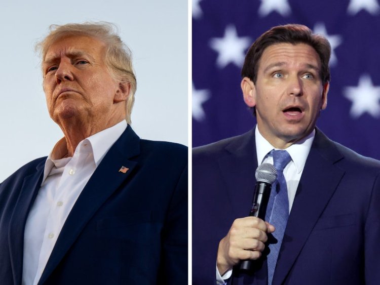 Trump's camp is trying to force Ron DeSantis to resign and formally declare a 2024 run, accusing the governor of 'taxpayer-funded globetrotting'