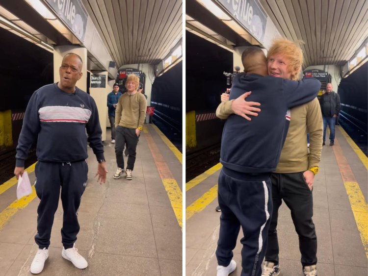 Ed Sheeran surprised a New York City subway singer performing his song and gave the man tickets to his show