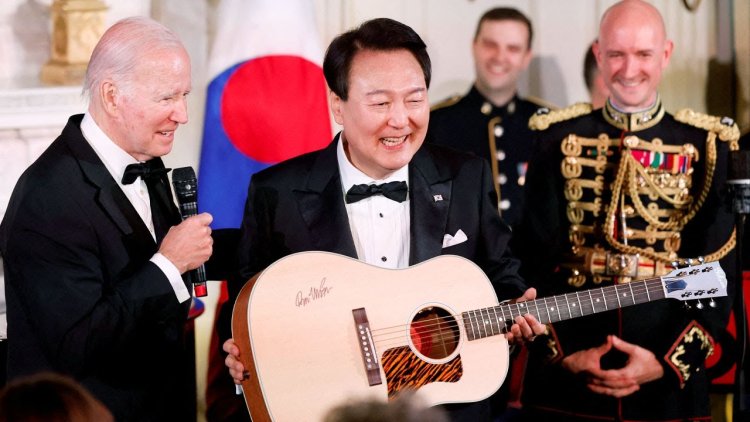 South Korean President Yoon sings 'American Pie' at Biden's US state dinner