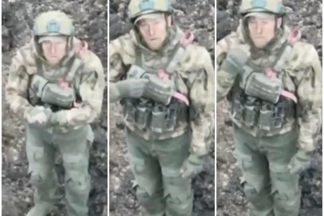 Dramatic video shows a Russian soldier being shot at by his own side as he tries to surrender to a drone, Ukrainian official says