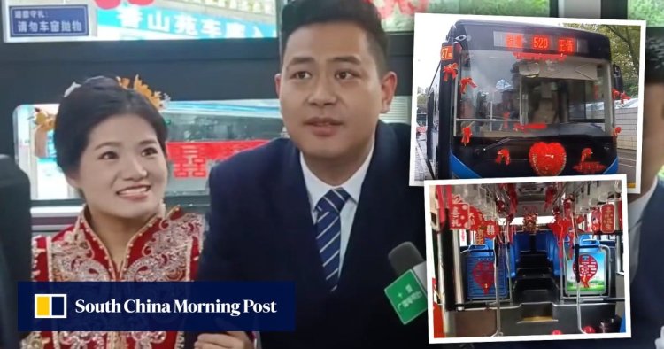 ‘I love you’ bus: Chinese couple turn electric vehicle into ‘wedding car’ prompting company to start new nuptial transport service after huge response