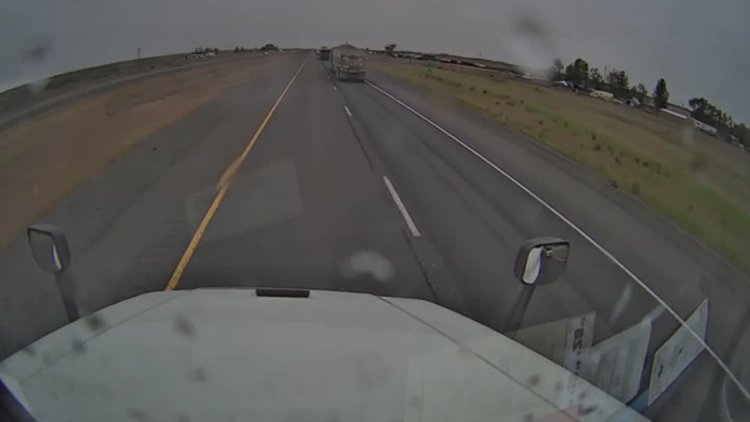 Dashcam video shows motor home rolling over on I-84