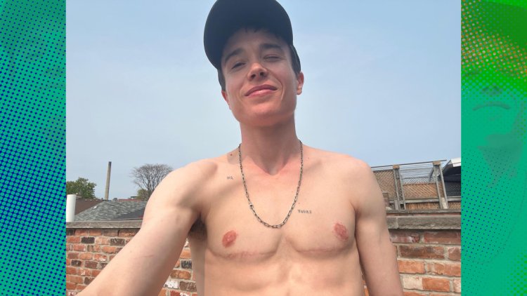 Elliot Page, in shirtless photo, celebrates the 'joy' he feels in his trans body, and the end of 'dysphoria.' Here's what it all means.