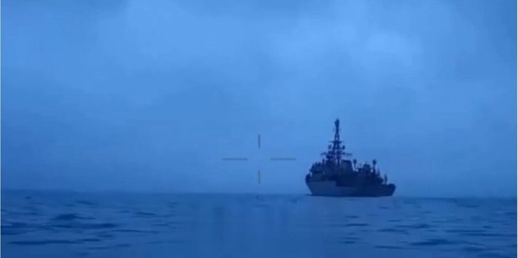 Video shows Russia’s Ivan Khurs ship attacked by drone