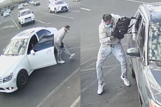 Man caught on CCTV snatching woman’s purse, driving away in a Mercedes in Las Vegas Chinatown