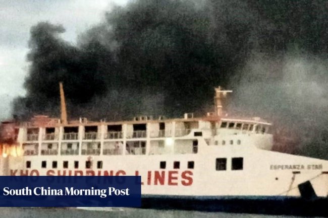 Massive fire on Philippine ferry at sea, all 120 people aboard rescued