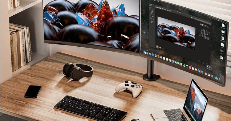 This dual monitor arm holds two 32-inch monitors and costs $15