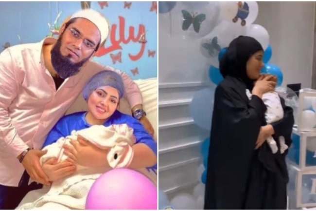 Watch: Sana Khan shares video of son Tariq as he sleeps peacefully on her shoulders