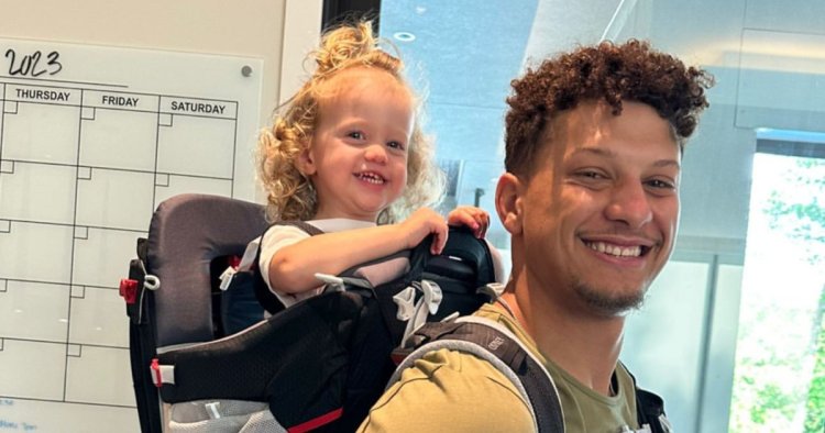 Patrick Mahomes Carries Daughter Sterling in Backpack for a Hike: Pic