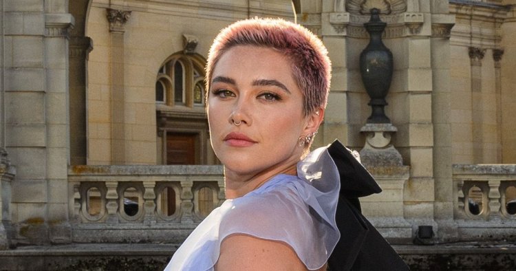Florence Pugh Brings the Edge With Pink Buzz Cut at Valentino Show: Pics