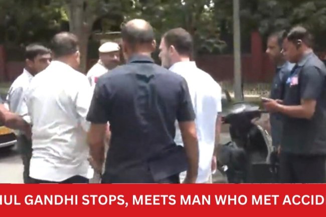 Watch: Rahul Gandhi gets out of car, checks on man who fell from his scooter