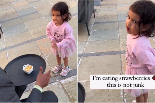 Watch: Little girl returns French fries to stop father from having junk food
