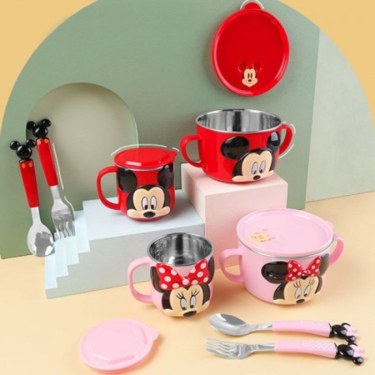 Disney Official Licenced 3D Cup Bowl Fork Spoon 4 Piece Set