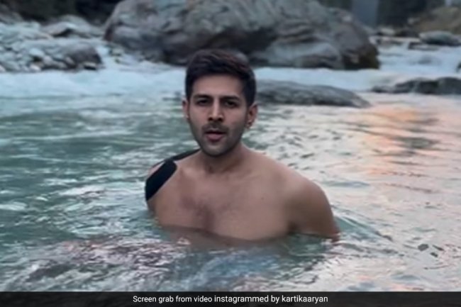 Watch: Kartik Aaryan Takes An Ice Bath In Kashmir For The First Time