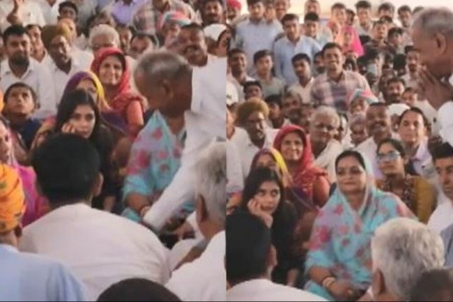 Watch: Congress MLA touches Vasundhara Raje’s feet, takes her blessings