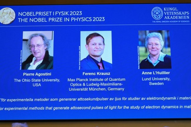 Giải Nobel Vật lý 2023 trị giá 1 triệu USD trao cho 3 nhà khoa học