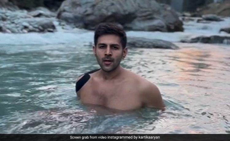 Watch: Kartik Aaryan Takes An Ice Bath In Kashmir For The First Time