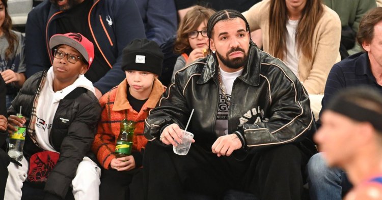 Drake and Adonis Enjoy Father-Son Night Out at New York Knicks Game