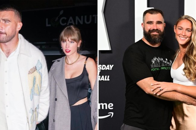 Travis and Jason Kelce Admire Fan Art With Taylor Swift and Kylie Kelce