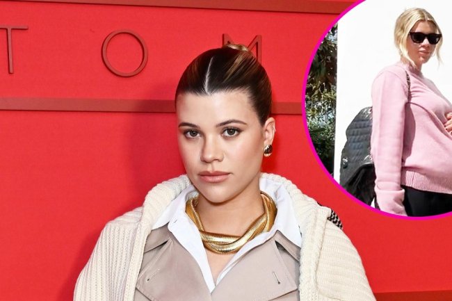 Pregnant Sofia Richie Shows Off Her Spring Style in Plush Pink Sweater